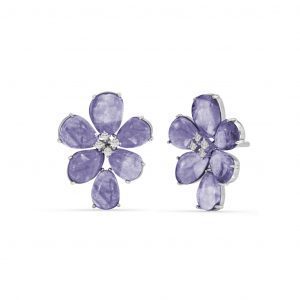 Tanzanite and Diamond Floral Stud Earrings